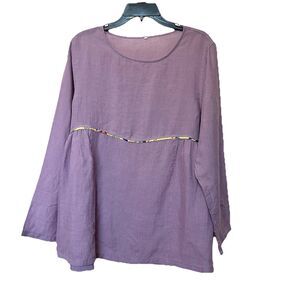 Linen Mordenmiss Top Women’s Lg Purple Pullover Lagen Minimalist Tunic